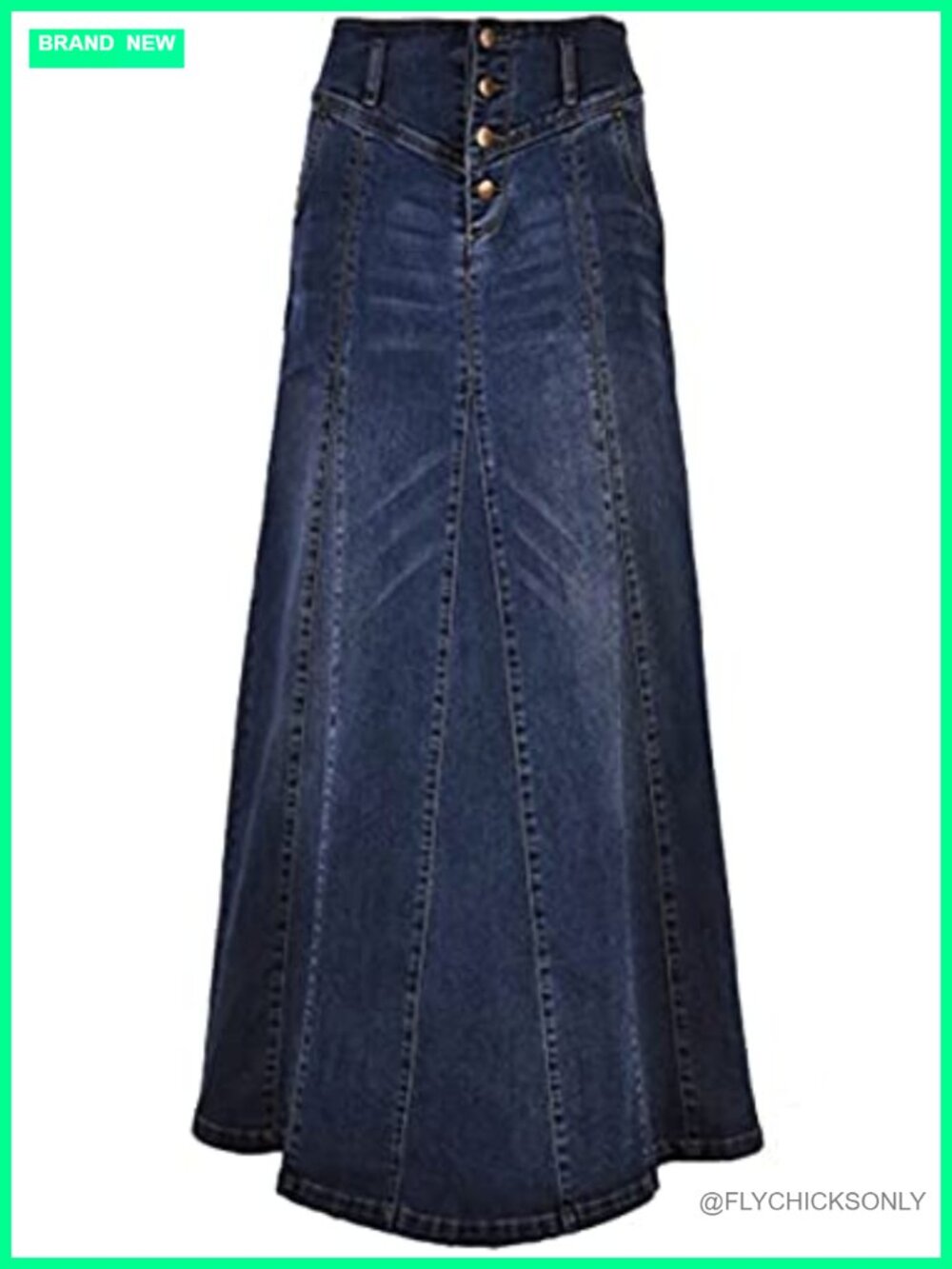 High Rise Distressed Denim Maxi Skirt A Line Swing Long Jean Skirt